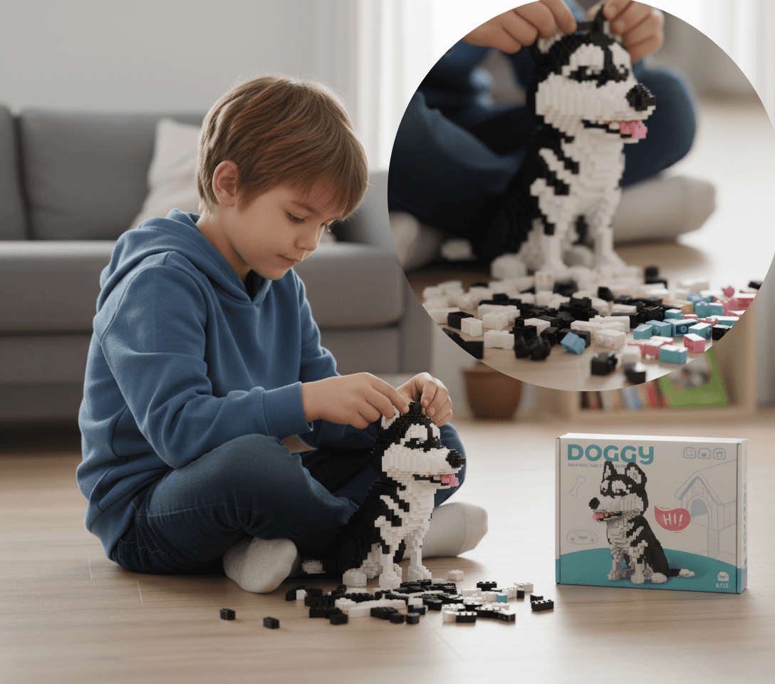 DOGGY - Klocki do układania, piesek Husky (ograniczona ilość!)